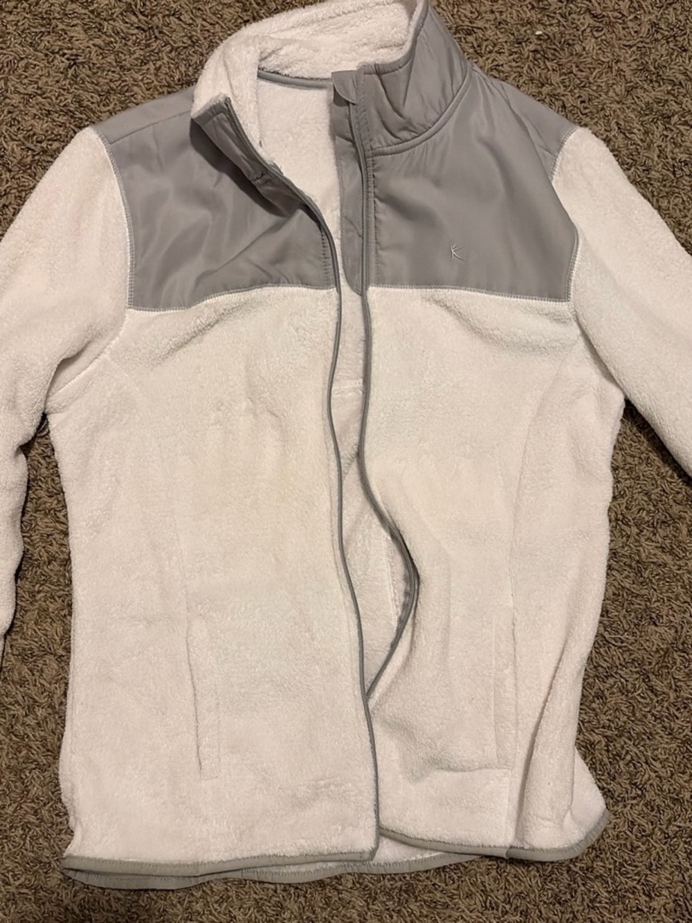Fleece Women's White and Light Gray Sherpa Jacket